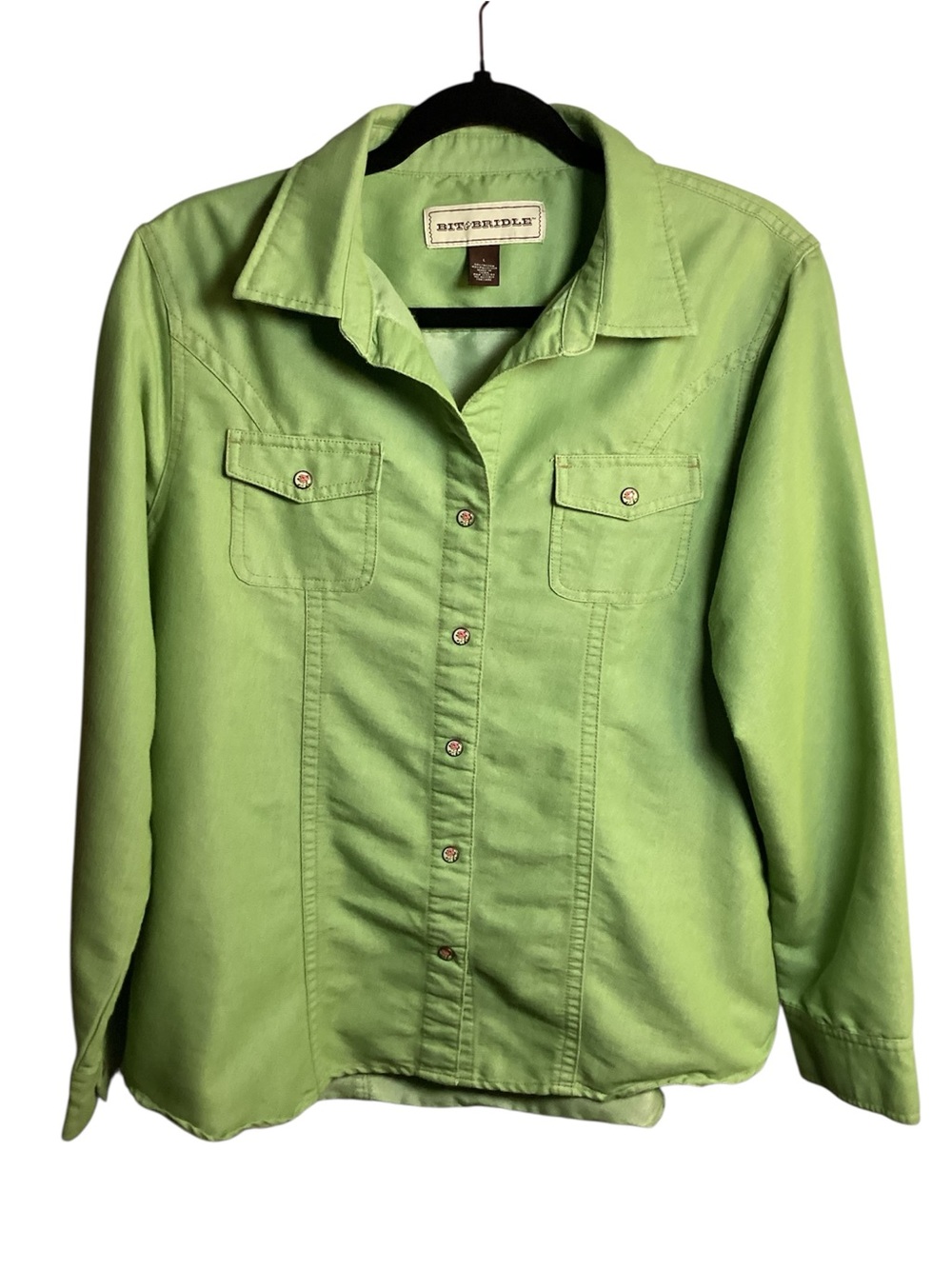 Bit & Bridle Light Green Button-Front Shirt Jacket